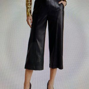 BCBGMAXAZRIA Black Faux Leather Cropped Pants